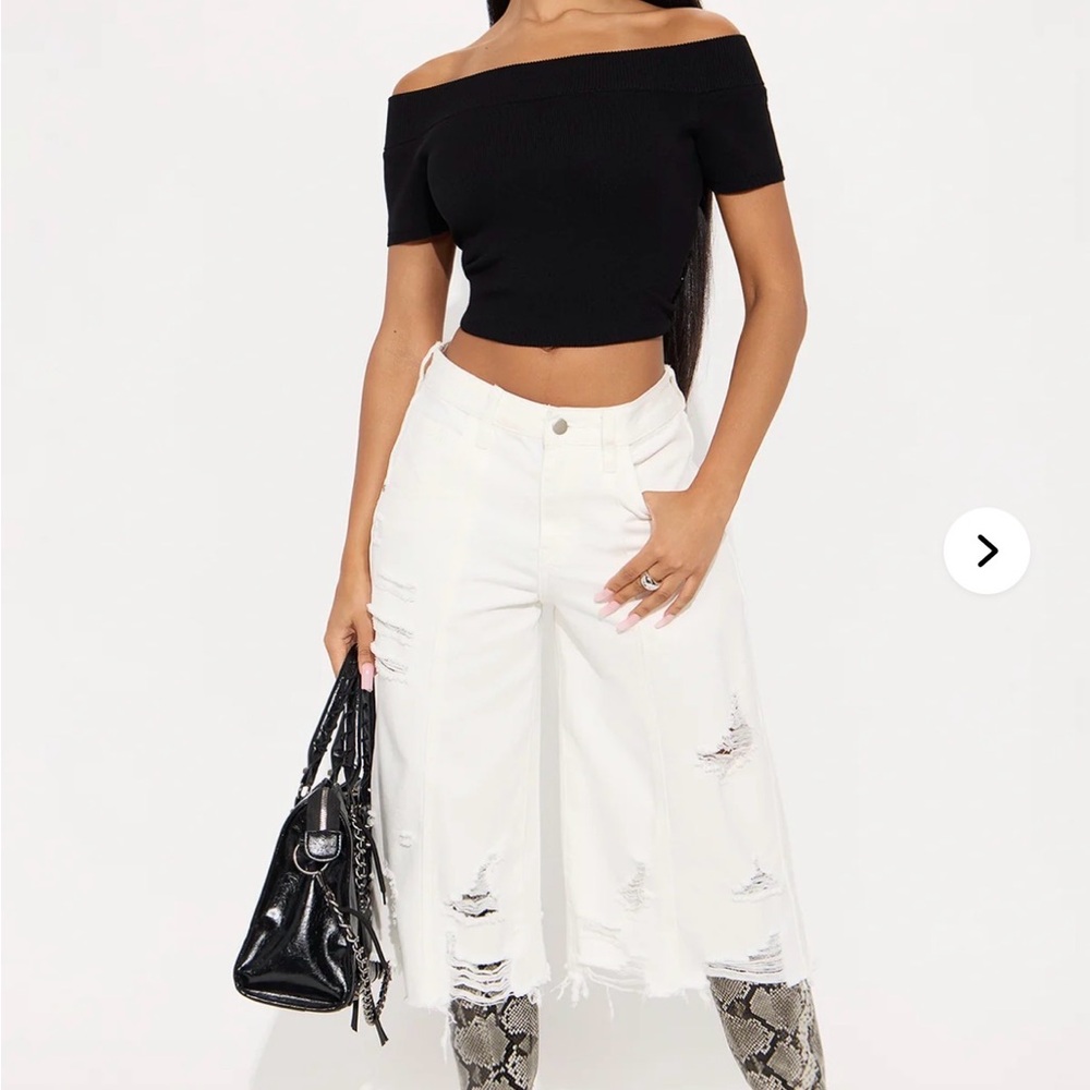 Fashion Nova White Jorts/long shorts